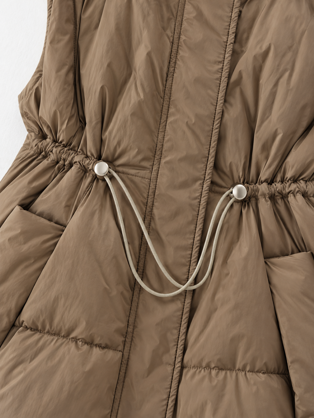 Drawstring Stand-Collar Padded Vest