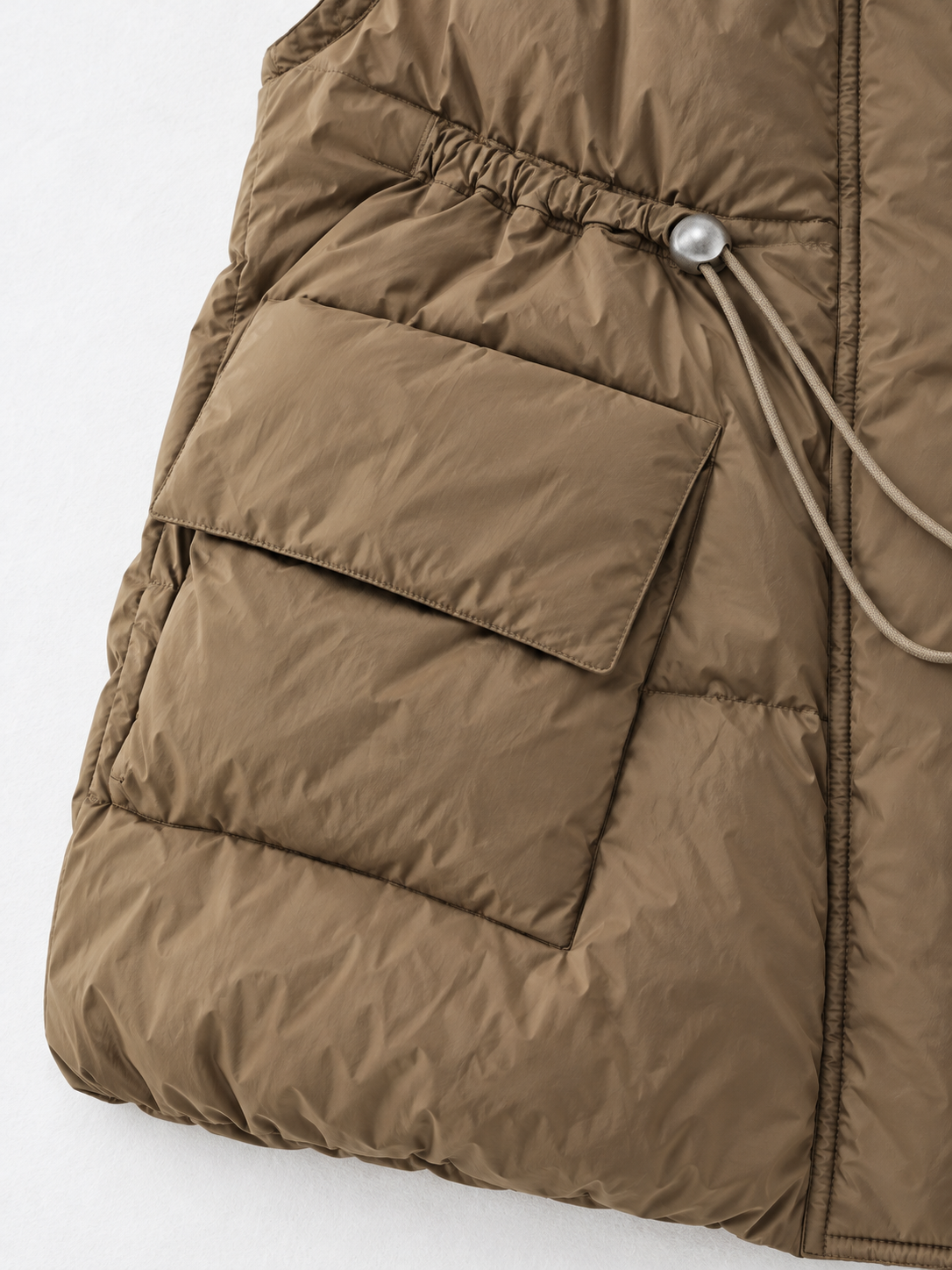 Drawstring Stand-Collar Padded Vest
