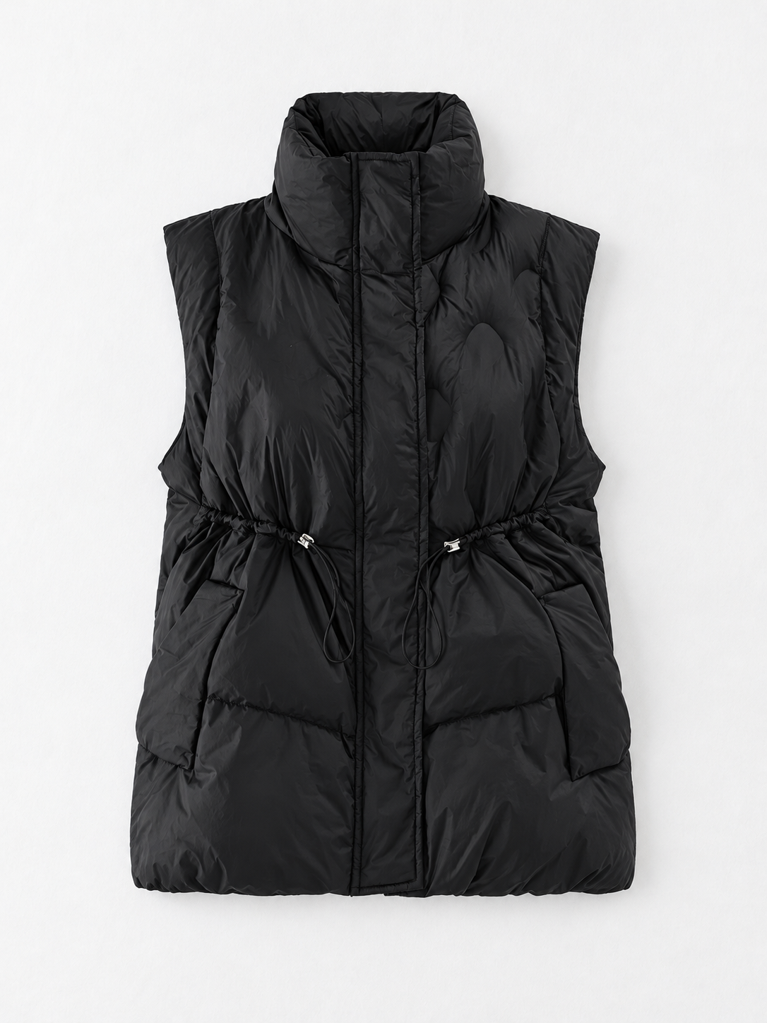 Drawstring Stand-Collar Padded Vest