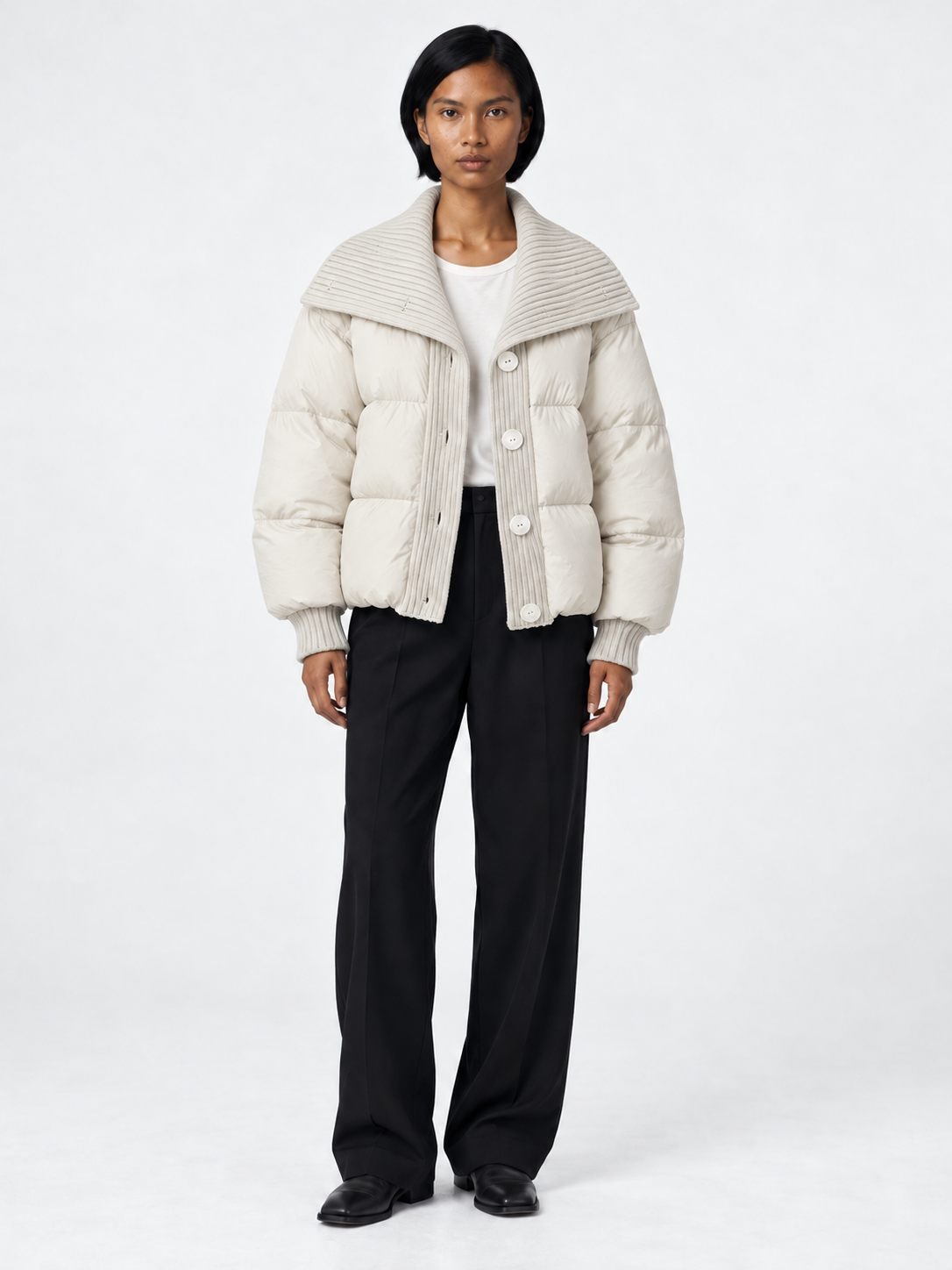 Rib-Collar Padded Jacket