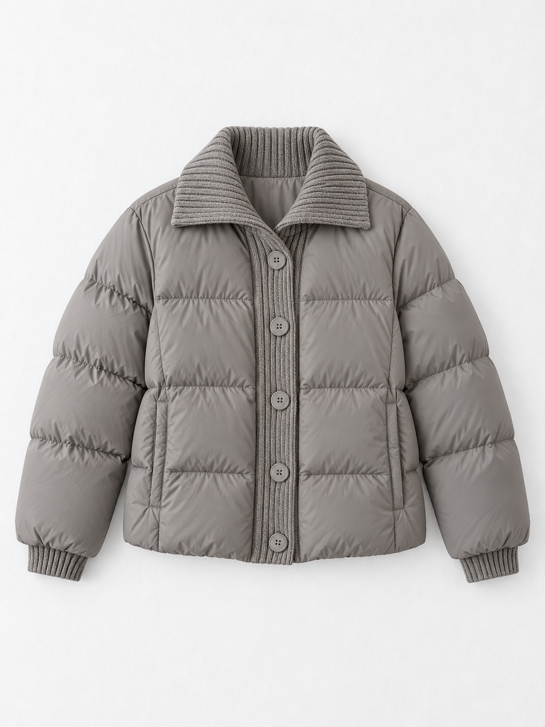 Rib-Collar Padded Jacket