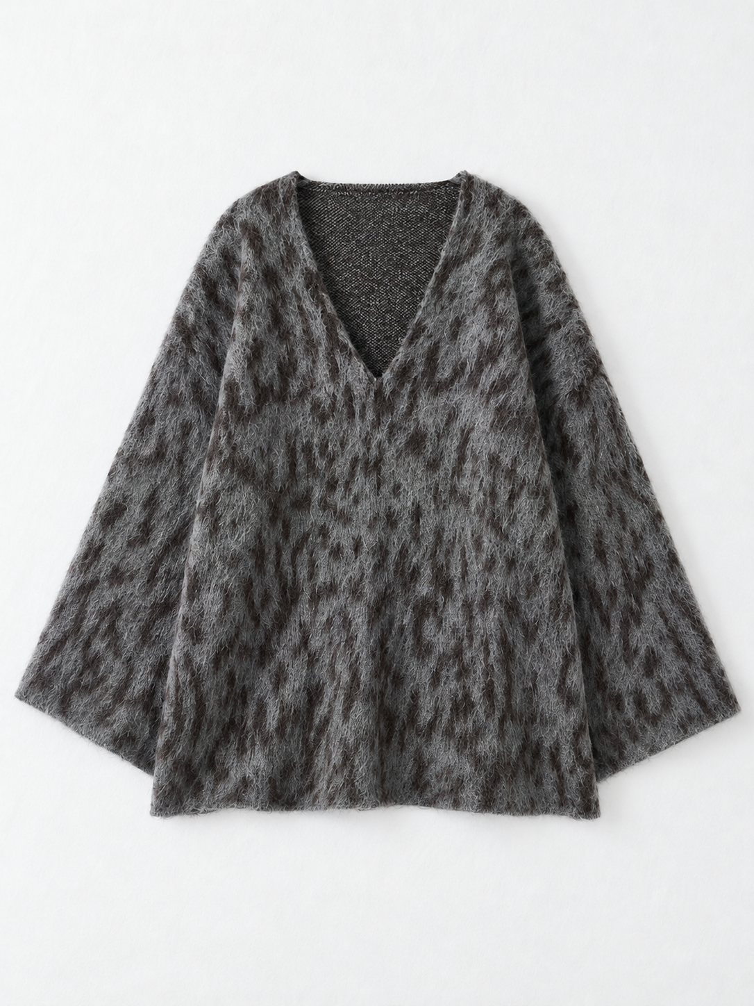 Leopard-Pattern V-Neck Sweater