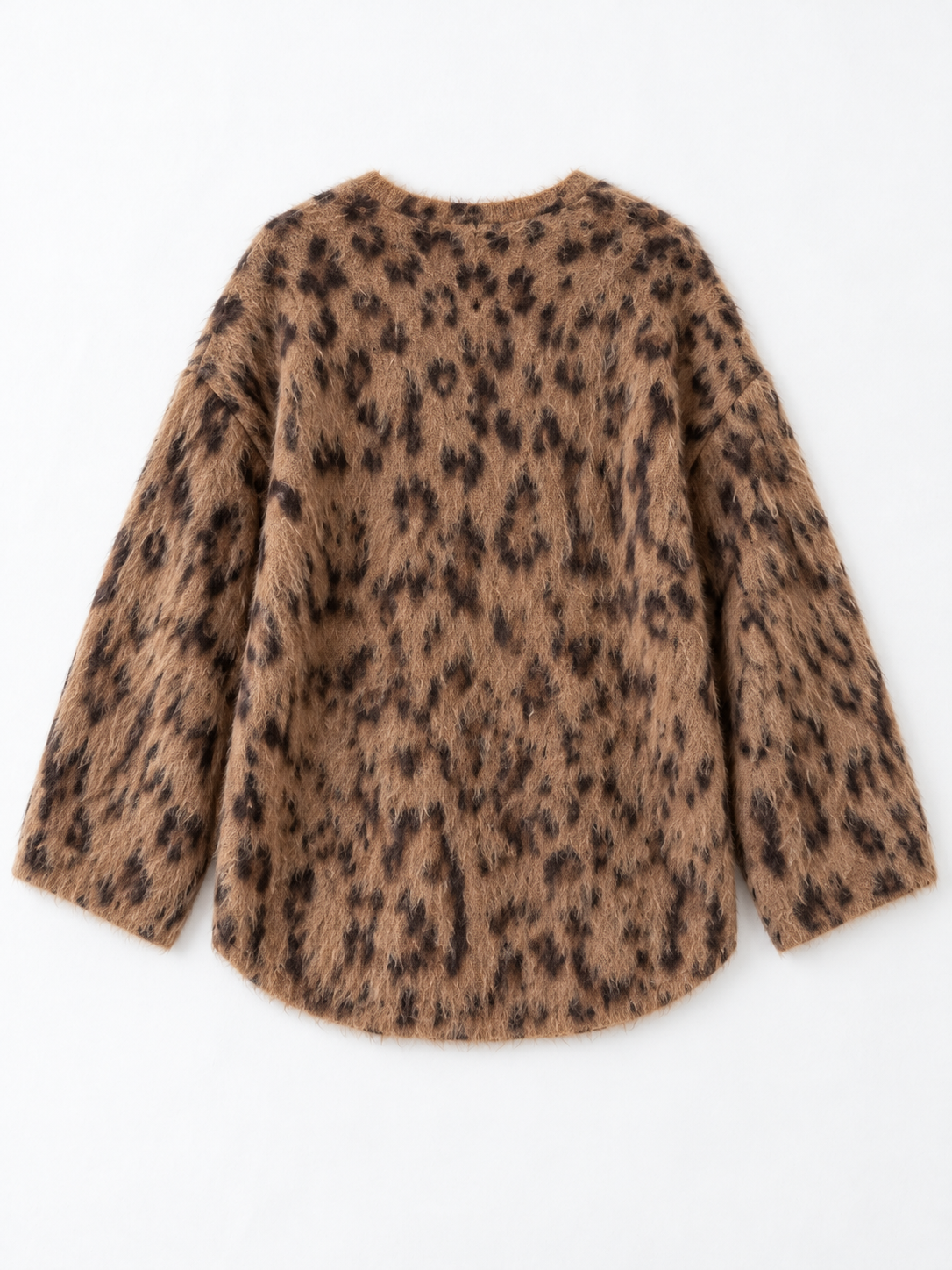 Leopard-Pattern V-Neck Sweater