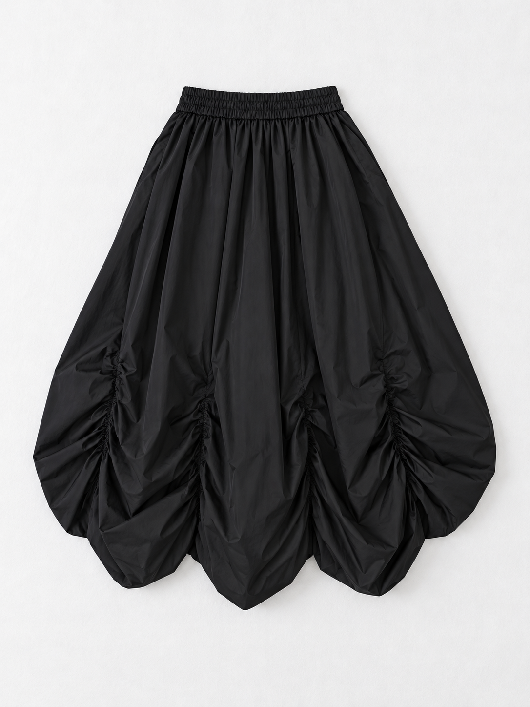 Ruched Balloon Midi Skirt
