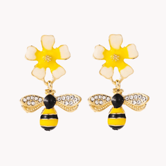 Bumble Bee Flower Dangling Earrings - Kelly Obi New York