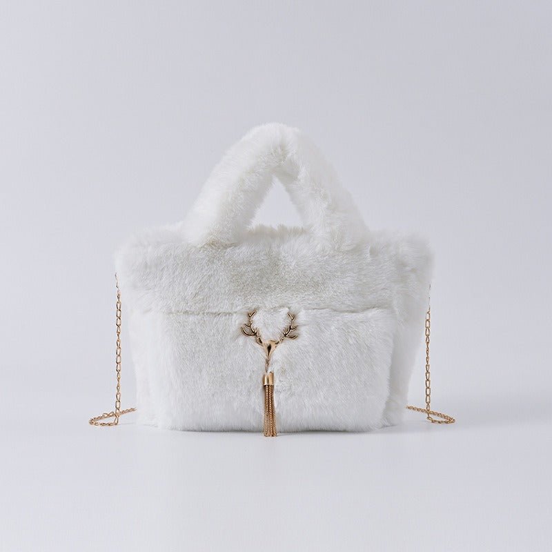 Chain Strap Plush Faux Fur Handbag - Kelly Obi New York