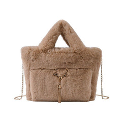 Chain Strap Plush Faux Fur Handbag - Kelly Obi New York