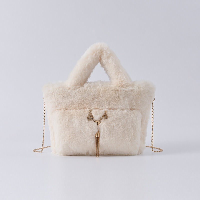 Chain Strap Plush Faux Fur Handbag - Kelly Obi New York