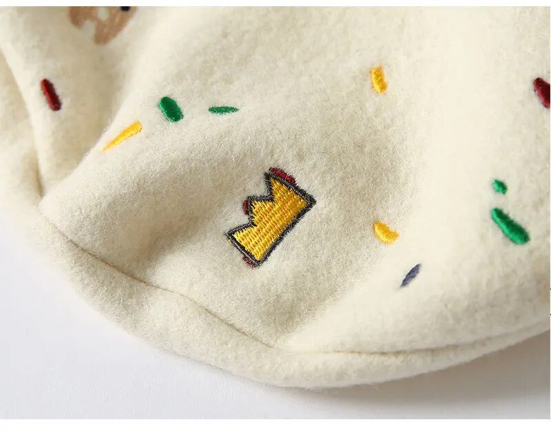 Cream Embroidered Emojis Beret - Kelly Obi New York