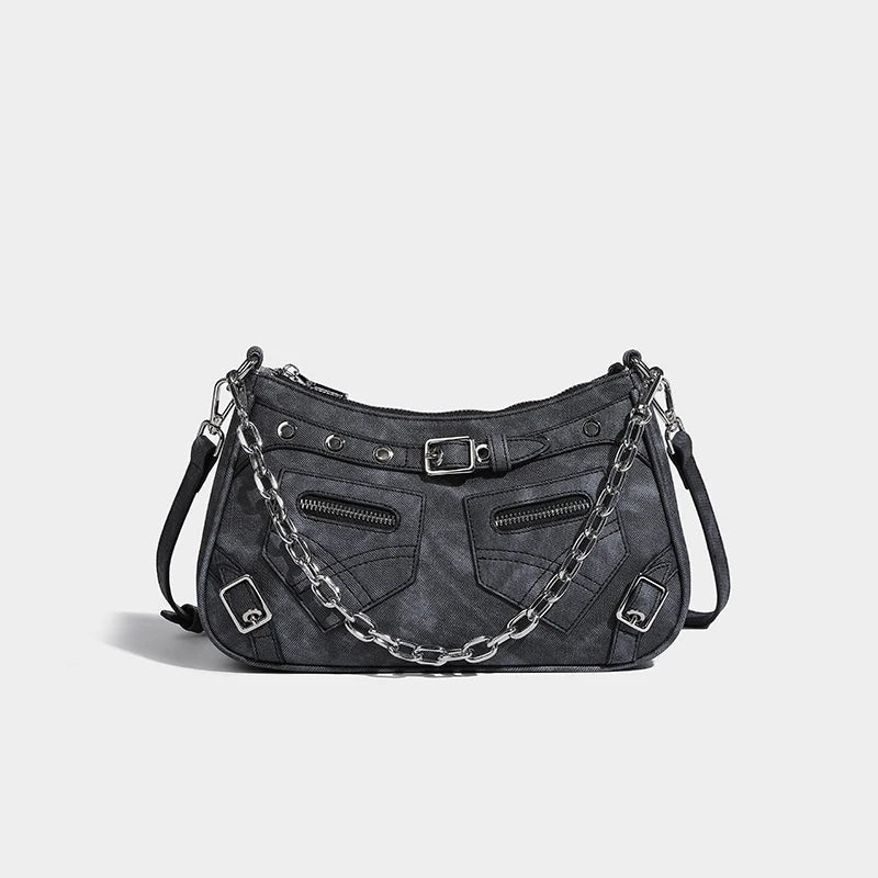 Denim Crossbody Chain Strap Handbag - Kelly Obi New York