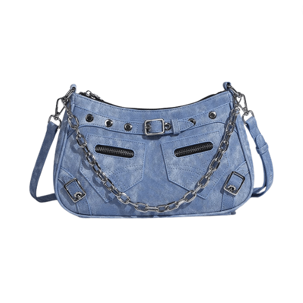 Denim Crossbody Chain Strap Handbag - Kelly Obi New York