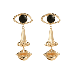 Eyes Nose Lips Dangling Earrings - Kelly Obi New York