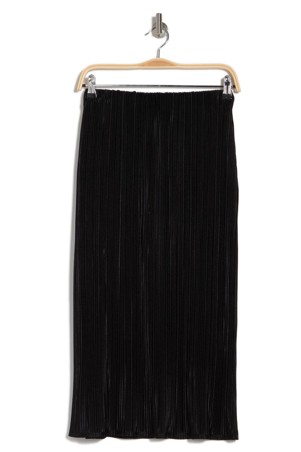 Solid Plissé Midi Skirt