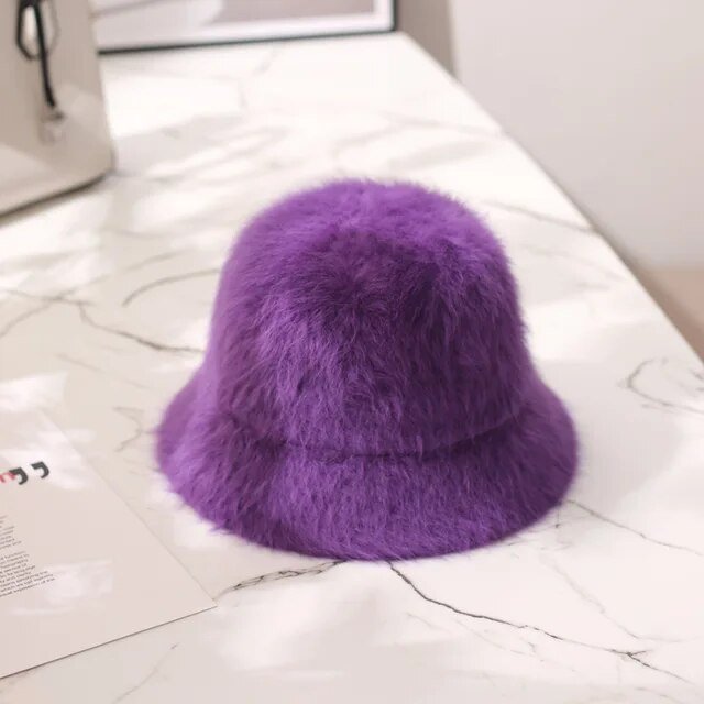 Faux Rabbit Fur Bucket Hat - Kelly Obi New York