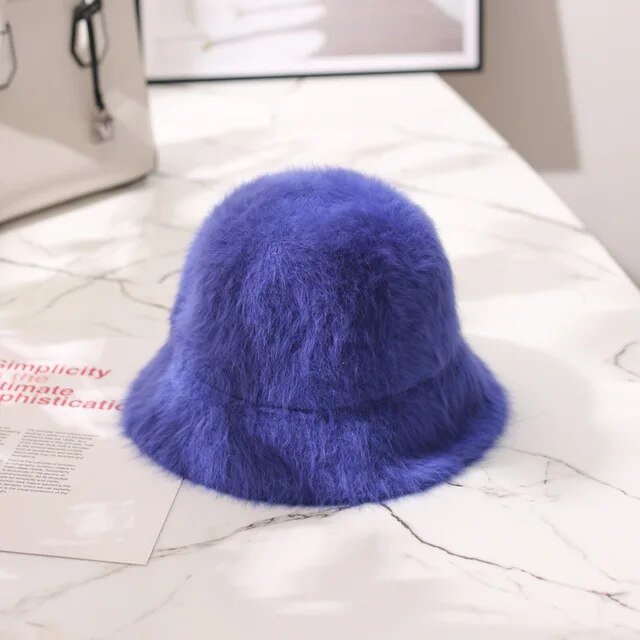 Faux Rabbit Fur Bucket Hat - Kelly Obi New York