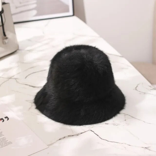 Faux Rabbit Fur Bucket Hat - Kelly Obi New York