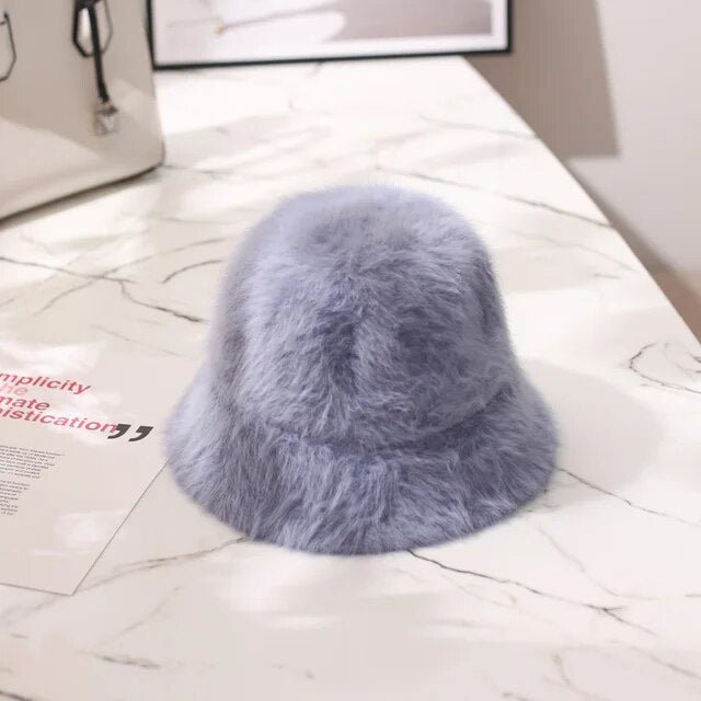 Faux Rabbit Fur Bucket Hat - Kelly Obi New York