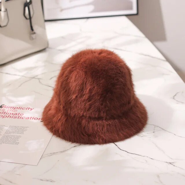 Faux Rabbit Fur Bucket Hat - Kelly Obi New York