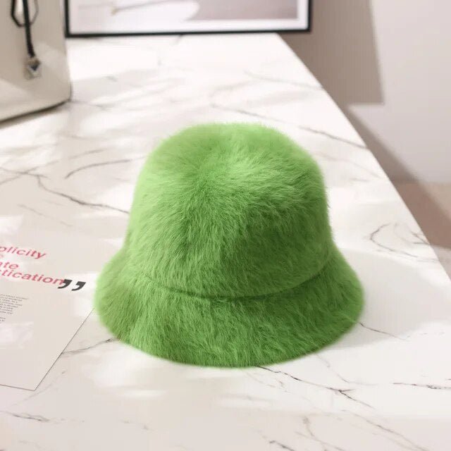 Faux Rabbit Fur Bucket Hat - Kelly Obi New York