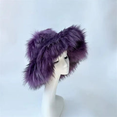 Fluffy Faux Fur Bucket Hat - Kelly Obi New York