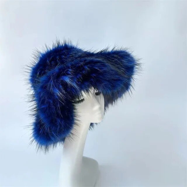 Fluffy Faux Fur Bucket Hat - Kelly Obi New York