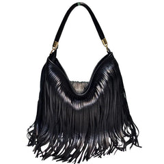 Fringed Leather Shoulder Bag - Kelly Obi New York