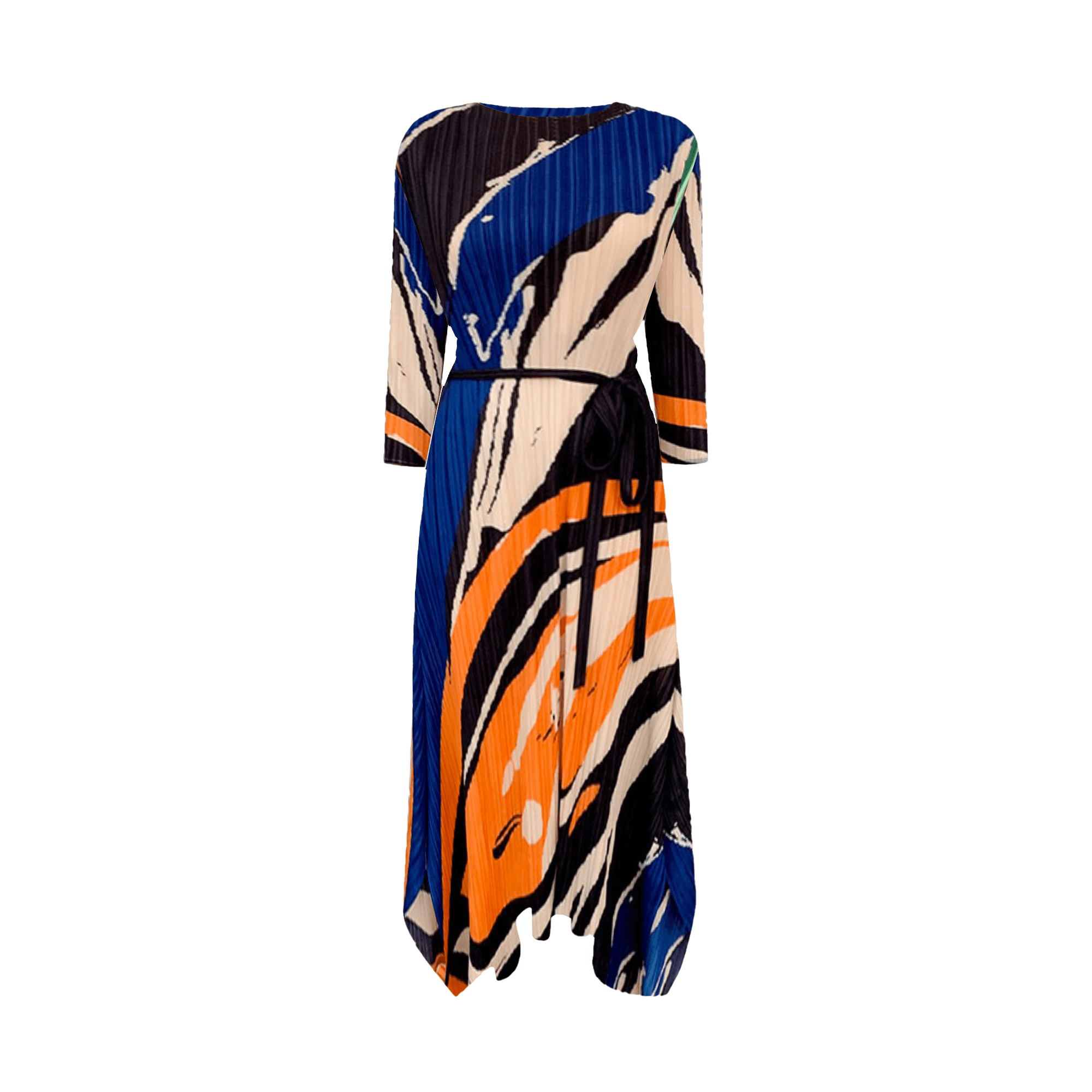 Geometric Printed Pleated Dress - Kelly Obi New York