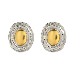 Gold Silver Oval Stud Earrings - Kelly Obi New York