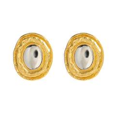 Gold Silver Oval Stud Earrings - Kelly Obi New York