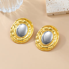 Gold Silver Oval Stud Earrings - Kelly Obi New York