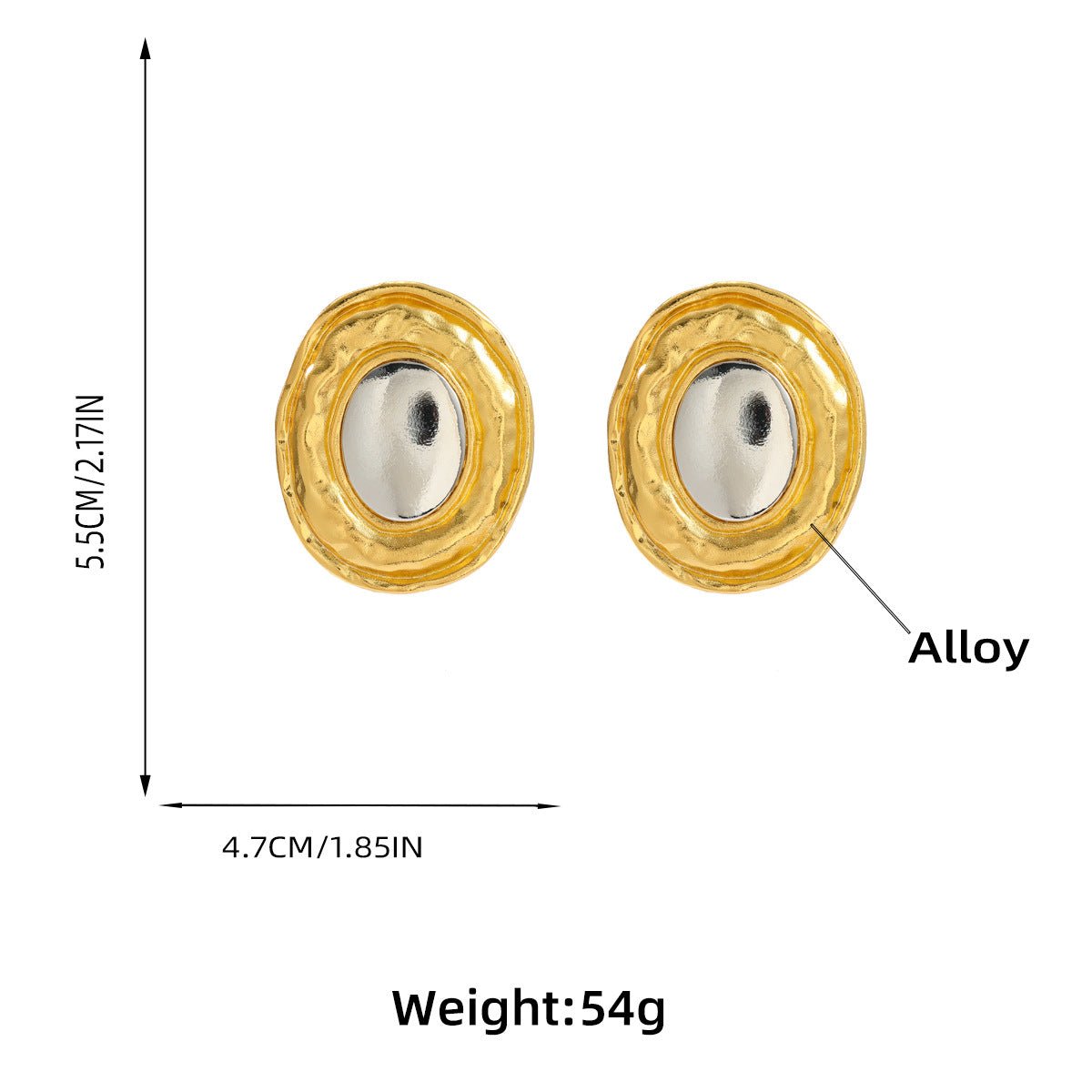 Gold Silver Oval Stud Earrings - Kelly Obi New York