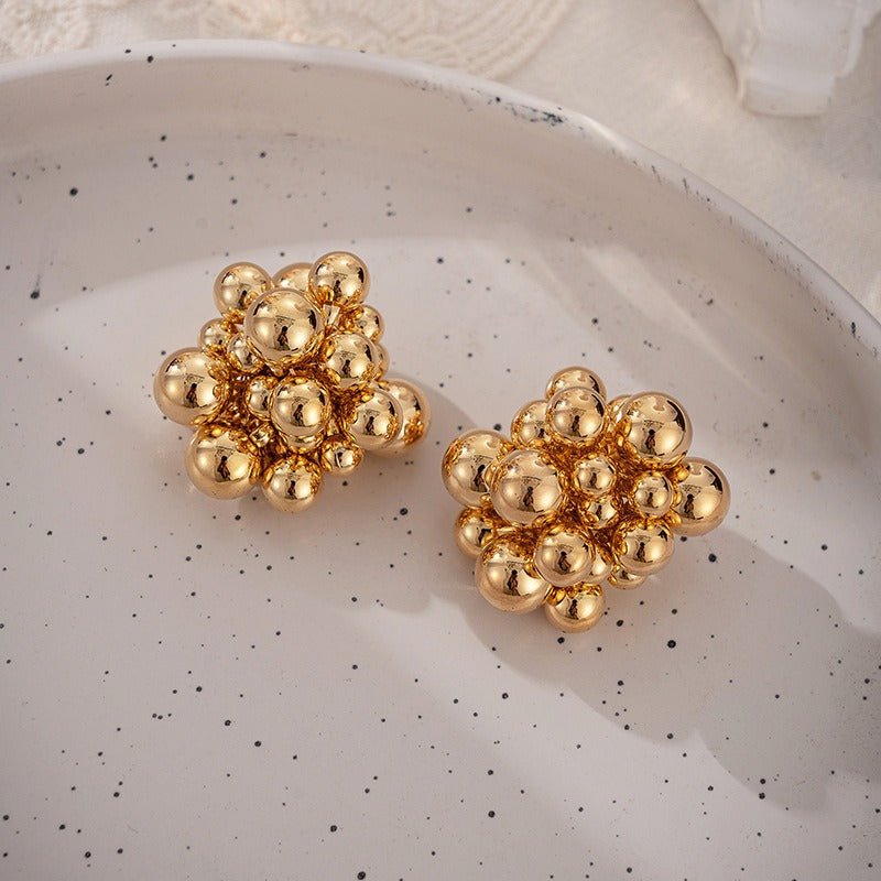 Grape Hollow Beads Stud Earrings - Kelly Obi New York