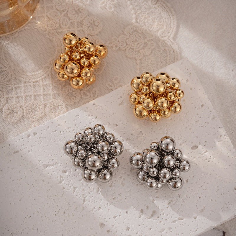 Grape Hollow Beads Stud Earrings - Kelly Obi New York