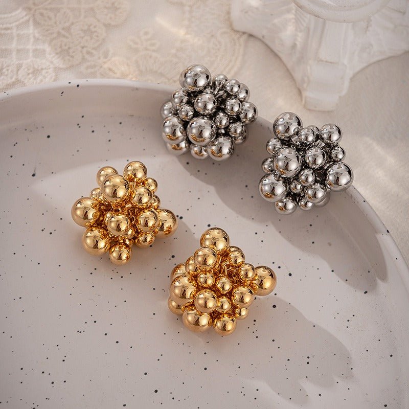 Grape Hollow Beads Stud Earrings - Kelly Obi New York