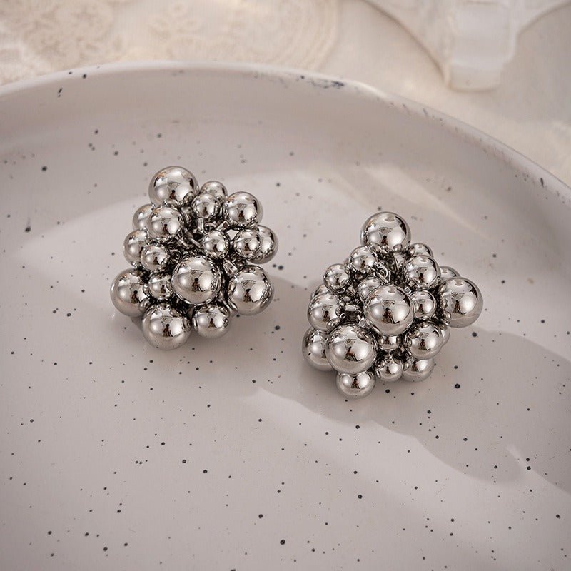 Grape Hollow Beads Stud Earrings - Kelly Obi New York