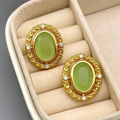 Green Oval Earrings - Kelly Obi New York