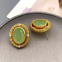 Green Oval Earrings - Kelly Obi New York