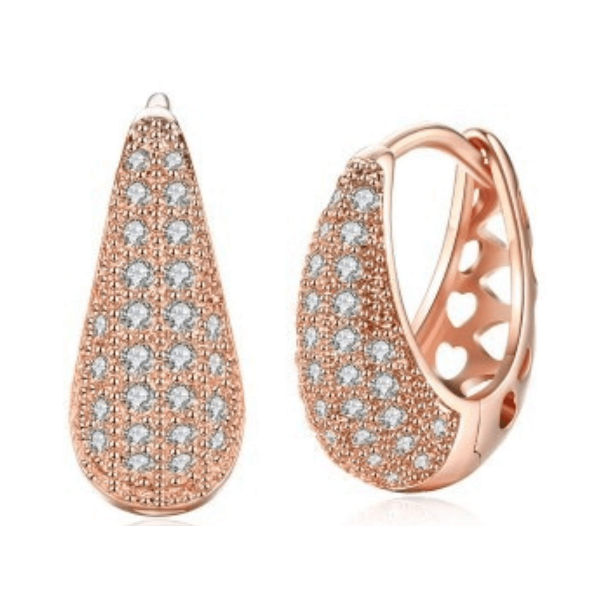 Hearts Zircon Copper Huggie Earrings - Kelly Obi New York