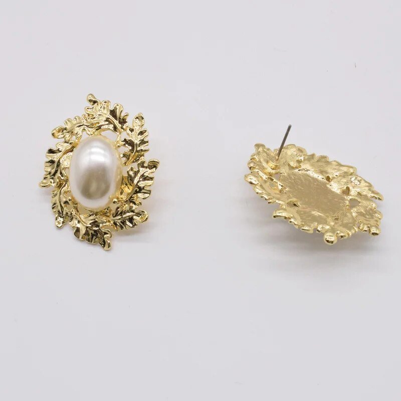 Leaf Wreath Faux Pearl Earrings - Kelly Obi New York