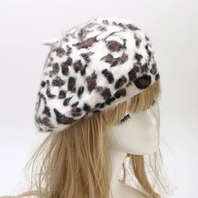 Leopard Pattern Fur Painter Hat - Kelly Obi New York