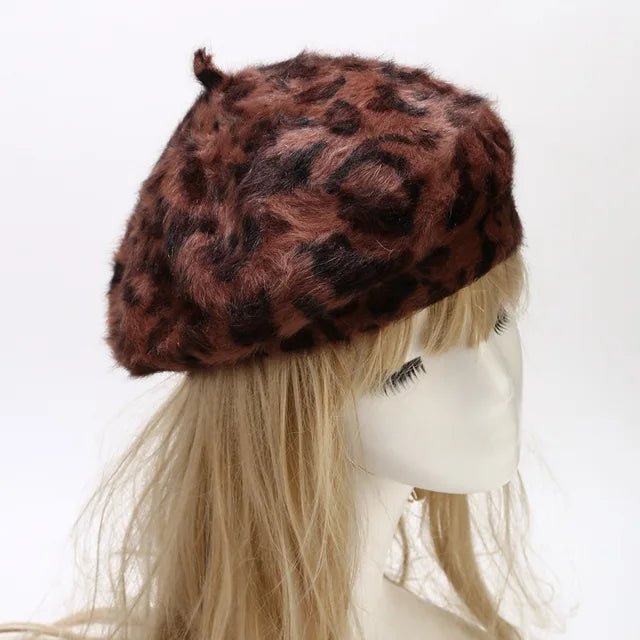 Leopard Pattern Fur Painter Hat - Kelly Obi New York