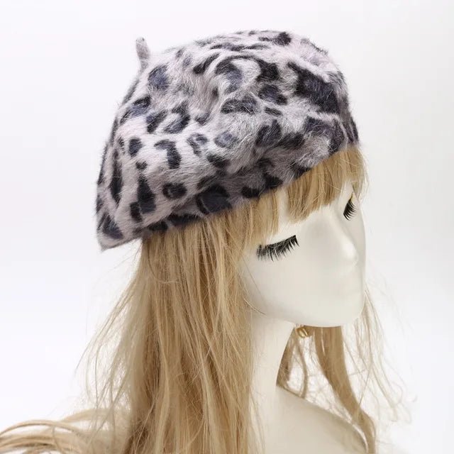 Leopard Pattern Fur Painter Hat - Kelly Obi New York