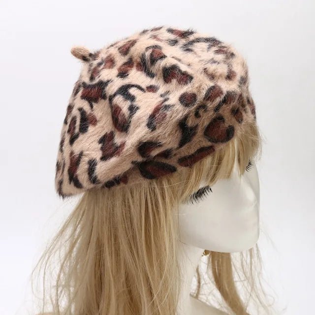 Leopard Pattern Fur Painter Hat - Kelly Obi New York