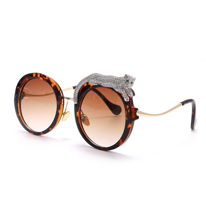 Leopard Round Frame Sunglasses - Kelly Obi New York