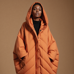 Cocoon Padded Coat with Bat Sleeves