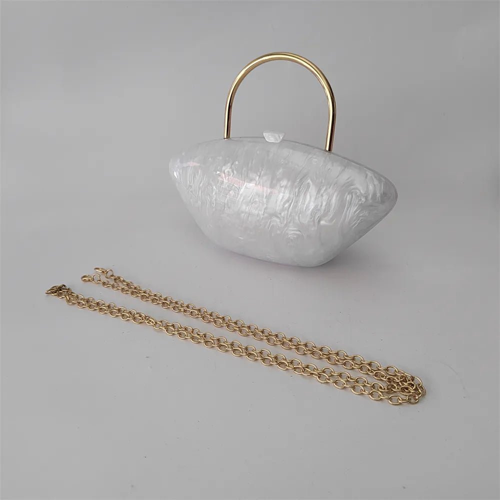 Marbled Acrylic Shell Handbag - Kelly Obi New York