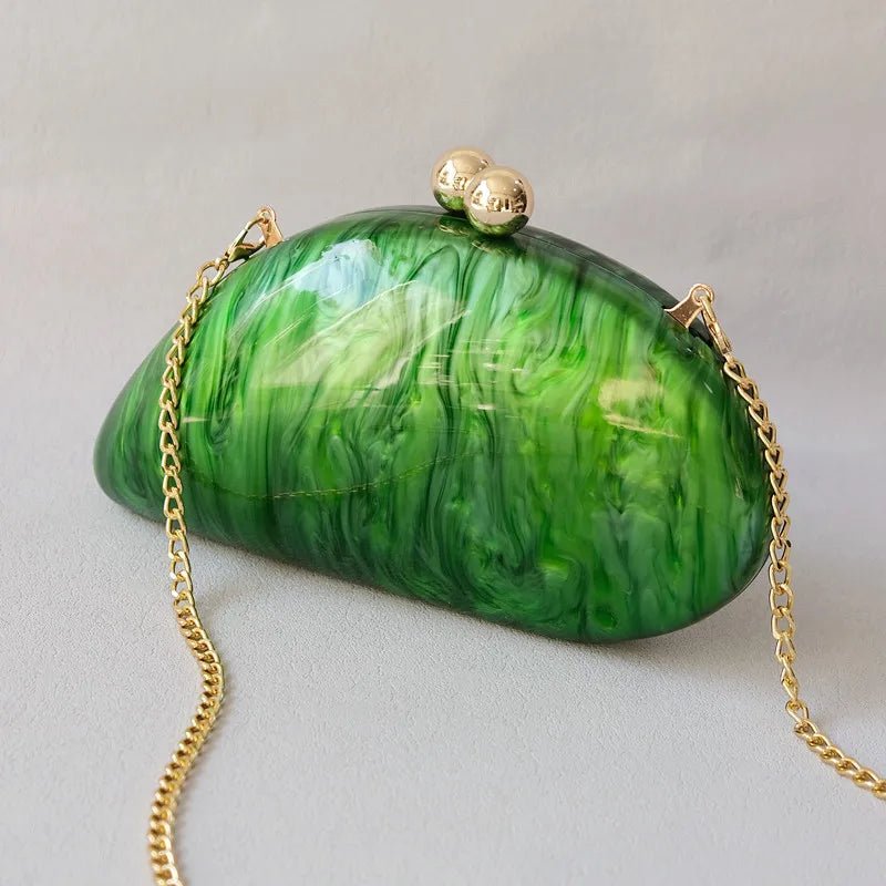 Marbled Green Shell Clutch Bag - Kelly Obi New York