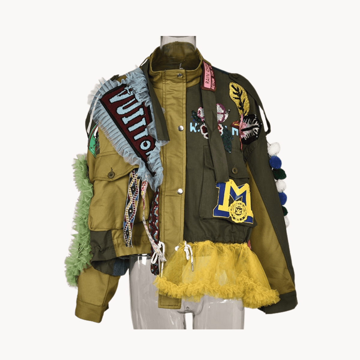 Patches Sequins and Laces Collage Jacket - Kelly Obi New York