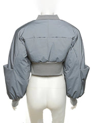 Reflective Puffer Cropped Padded Jacket - Kelly Obi New York