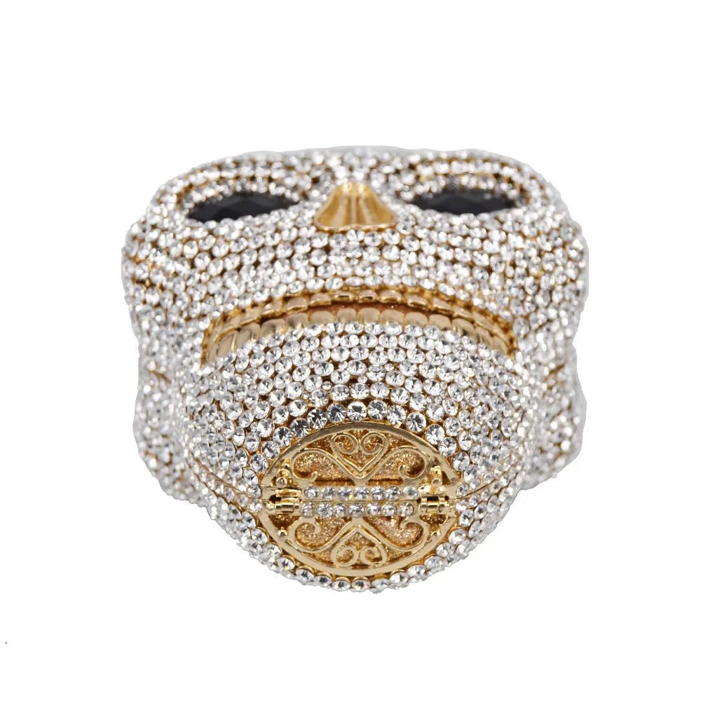 Rhinestones Encrusted Skull Head Clutch - Kelly Obi New York